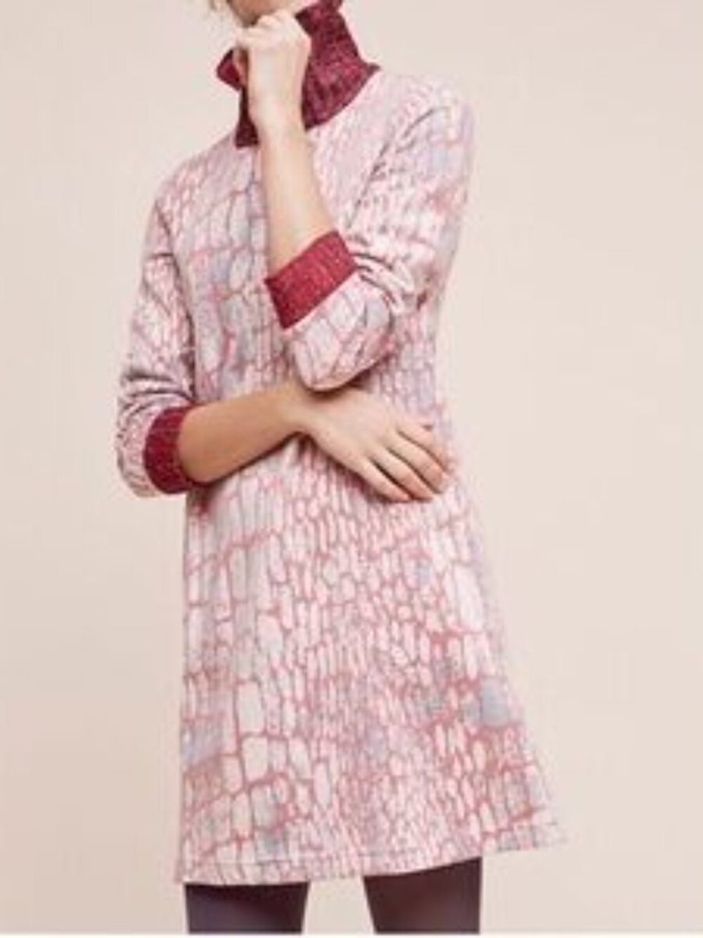 Maeve Red and White Long Sleeve Dress